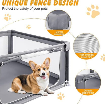48x48x26 Inch Dog Playpen for Puppies & Small Dogs,Foldable Portable Soft Indoor/Outdoor Pet Fence with Gate,Dog Play Enclosure