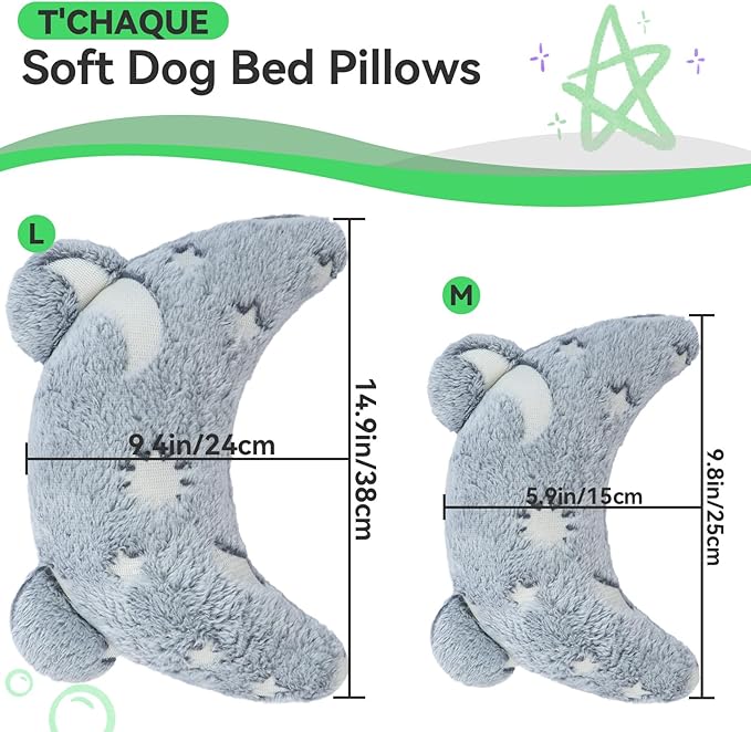 T'CHAQUE Dog Pillow Dog Calming Pillow Sleep and Glow Pillow for Dogs Anxiety Relief Cat Pillows for Indoor Cats Soft U-Shaped Pillow for Pet Dog Neck Pillow Half Donut Cuddler Sleeping Improve