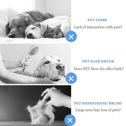 2 in 1 Dog Hair Dryer Comb Pet Hair Dryer with Slicker, Professional Home Grooming Dryer Brush Furry Drying Blower for Small Large Cat Dog White, 3 Temperature Settings