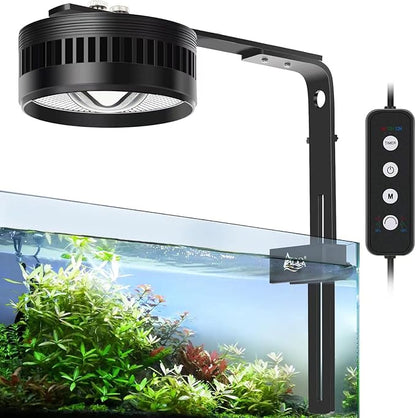 AQQA Aquarium Clip-On Stream Light with Controller, LED Fish Tank Light with 3 Modes (White/RGB/Full Spectrum), Timer & 6 Brightness Levels, Adjustable Clamp for Freshwater Plants Fish Tanks 35W