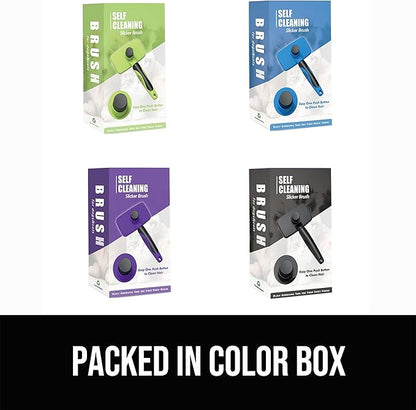 Design Patent Certificated Self Cleaning Slicker Brush for Dogs& Cats, Skin Friendly Grooming Dog& Cat Brush for Shedding and Deshedding, Pet Supplies Accessories,Blue