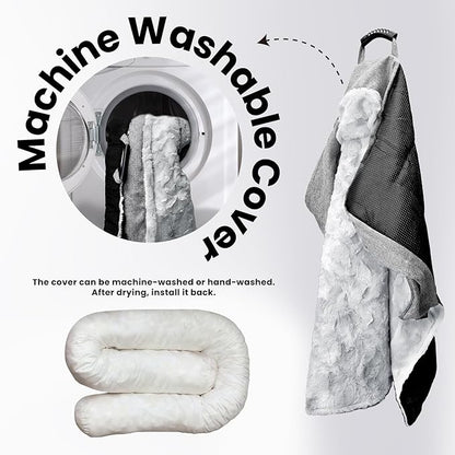 Calming Dog Couch Bed for Medium Dogs/Cats, 35 x 31 inch Waterproof Removable Pet Mat Couch Cover for Furniture Protector, Non-Slip Fluffy Pelsbarn Dog Bed for Couch, Sofa - Tie-Dye Grey