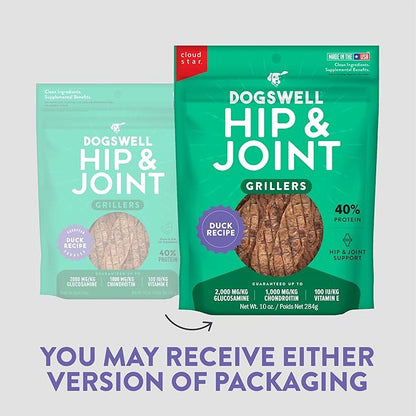 Dogswell Hip and Joint Grain-Free Duck Grillers for Dogs, 10 oz. Bag