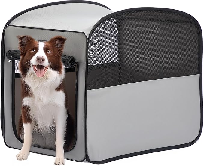 Petsfit Travel Dog Crateï¼_op Up Dog Crate for Medium Large Dogsï¼_aterproof Pet Cage Soft Dog Kennel for Indoor/Outdoorï¼_ightweight Dog Carrier for Travellingï¼_rey