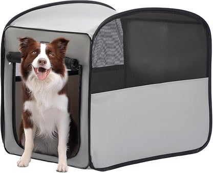 Petsfit Travel Dog Crateï¼_op Up Dog Crate for Medium Large Dogsï¼_aterproof Pet Cage Soft Dog Kennel for Indoor/Outdoorï¼_ightweight Dog Carrier for Travellingï¼_rey