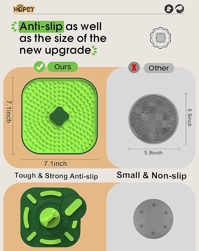 HOPET Licking Mat for Dogs Crate, Interactive Large 7.1" Size Lick Mats for Boredom Relief & Anxiety Reduction, Soft & Safe Peanut Butter Lick Pad for Training(Square-Shaped)