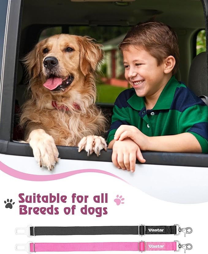 Vastar 2 Packs Adjustable Pet Dog Cat Car Seat Belt Safety Leash Vehicle Seatbelt