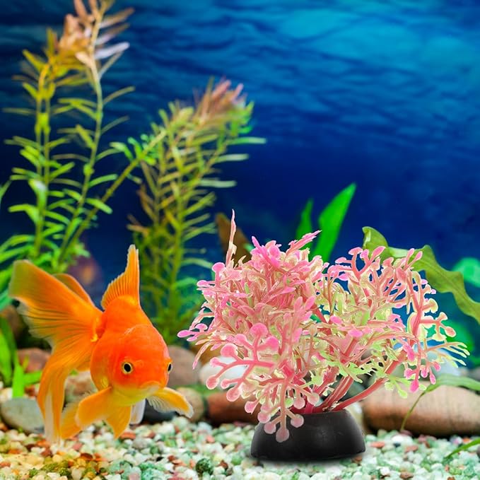 40pcs Fish Tank Decorations Set Aquarium Plants, Colorful Aquarium Artificial Decor Mini Plastic Water Plants Betta Goldfish Turtle Fish Tank Grass Accessories