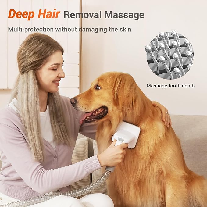 Afloia Dog Brush Vacuum Attachment, Cat Brush, Pet Brush 2 in 1 Innovative Pet Grooming kit 1-1.5'' Hoses Diameter Universal Adapter Compatible with Most Round Vacuum Cleaners like Bissell, Eureka etc