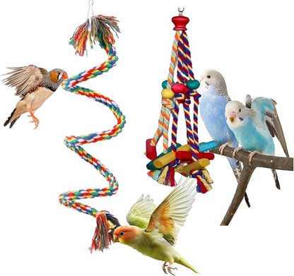 Colorful Parakeet Toys and Bird Cage Accessories, Hanging and Standing Fun Toys for Small Birds Like Conures, Cockatiels, Budgies, and Lovebirds