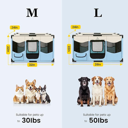 Dog Playpen, Sturdy Puppy Playpens, 32x24x22 Portable Soft Cat Kennel Crate, Indoor & Outdoor Pet Pen with PVC Pipe Frame, Lightweight Cage for Small Animals with Carrying Bag