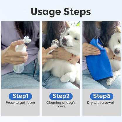 Dog Paw Cleaner,Dog Paw Wash Care for Dogs Large Medium Small XL Breed,3 Pack Waterless Foam with Silicone Scrubber, Dogs Cats Feet Paw Cleaner