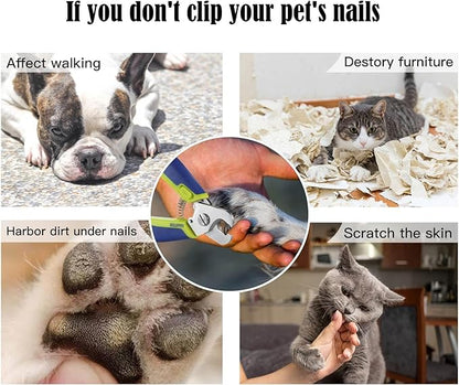 Dog Nail Clippers with Nail File, Professional Pet Nail Trimmers with Safety Guard, Avoid Over Cutting, Grooming Razor for Medium and Large Dog and Cat, Blue Yellow