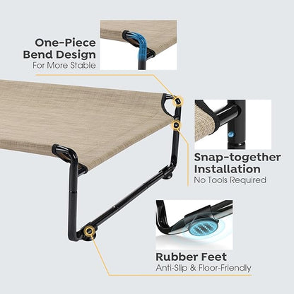 Veehoo Large Elevated Dog Bed with Flannel Dog Blanket, Outdoor Guardrail Raised Pet Cot for Extra Large Dogs, Anti-Slip Camping Dog Hammock Bed, Breathable Teslin Mesh Fabric, XXL, CWC2201B