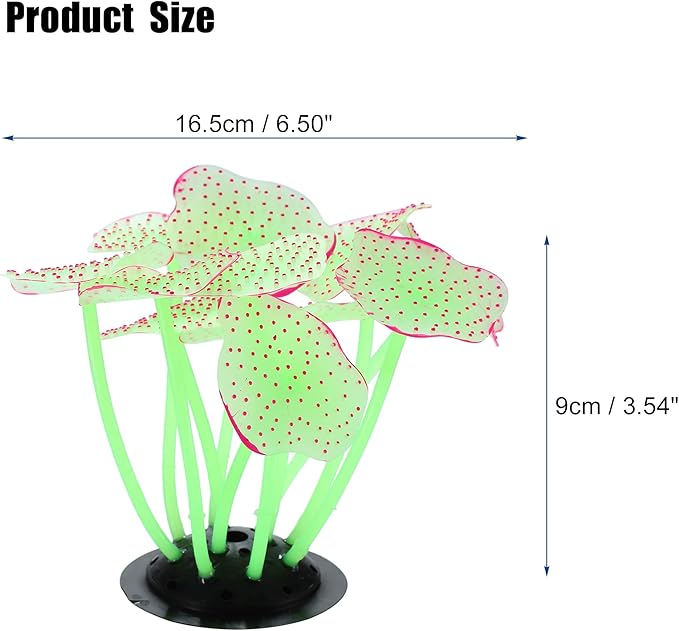 VOCOSTE Soft Silicone Glowing Aquarium Mushroom Coral, Fluorescence Aquatic Artificial Coral for Fish Tank Decoration, Green