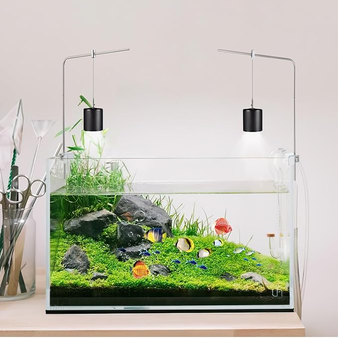 Totority Fish Tank Lighting Holder Bracket Support Aquarium Light Rack LED Light Lamp Aquarium Light Stand Kit Silver