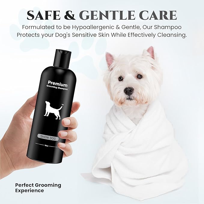 605Products Premium Dog Shampoo - Gentle Formula for Itchy & Sensitive Skin, Odor Eliminator for Puppies, Natural Deodorizer for Pets (10oz)- Show Dog