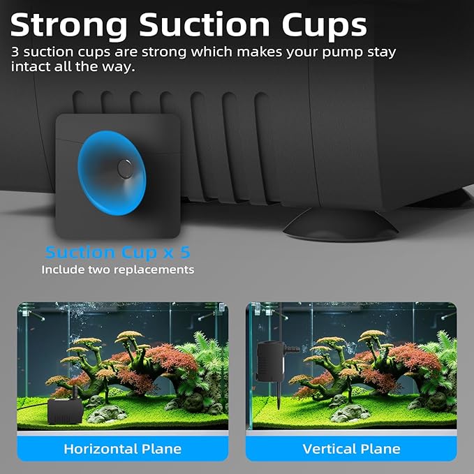 80GPH Mini Submersible Pump(300L/H, 4W), Small Fountain Pump with 4.9 ft Tubing for Aquariums, Fish Tank, Tabletop Fountain, Pet Fountain, Indoor or Outdoor Pond Fountain