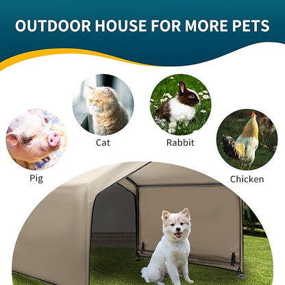 Dog Tent Outdoor, Extra Large Dog House Outside, Big Dog Shade Shelter Waterproof Weatherproof Doghouse Canopy with Ground Nails, Sun Rain Cover for Pet Cat Goat Livestock, 4'x 4'x 3.3', Tan