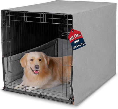 3-Piece Waterproof Dog Crate Cover Set with Kennel Cover, Bed Mat & Bumper Pad - Washable Pet Crate Accessories Fit for 48 Inch Dog Cages (48", Gray)