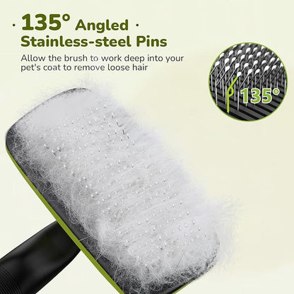 Pecute Self-Cleaning Slicker Brush for Dogs, Cats, Lightweight Dog Brush for Shedding Massaging Grooming, Cat Brush Gently Removes Loose Fur Undercoat for Dogs Cats Rabbits of All Hair Types