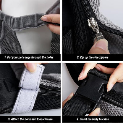 FEimaX Dog Carrier Backpack Pet Legs Out Front Cat Travel Bag, Adjustable Puppy Backpacks Carriers Hands-Free for Small Medium Dogs Cats Hiking Traveling Camping Daily Walking (Small, Grey)