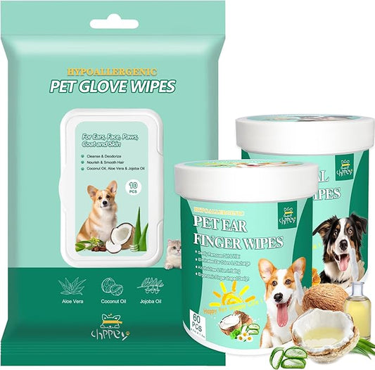 Pet Cleaning and Deodorizing Bathing Wipes for Dog and Cat, Extra ThickNourish Fur No-Rinse Grooming Wipes for Daily Care and Travel, Hypoallergenic