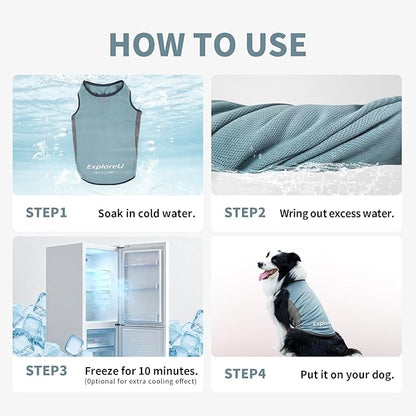 Dog Shirt, Lightweight Breathable Dog Cooling Vest Sun Protection Pet T-Shirts Quick Dry Soft Stretchy Reflective Label Pet Clothes - Small Medium Large Dogs (Misty Glade 1PC, Medium)