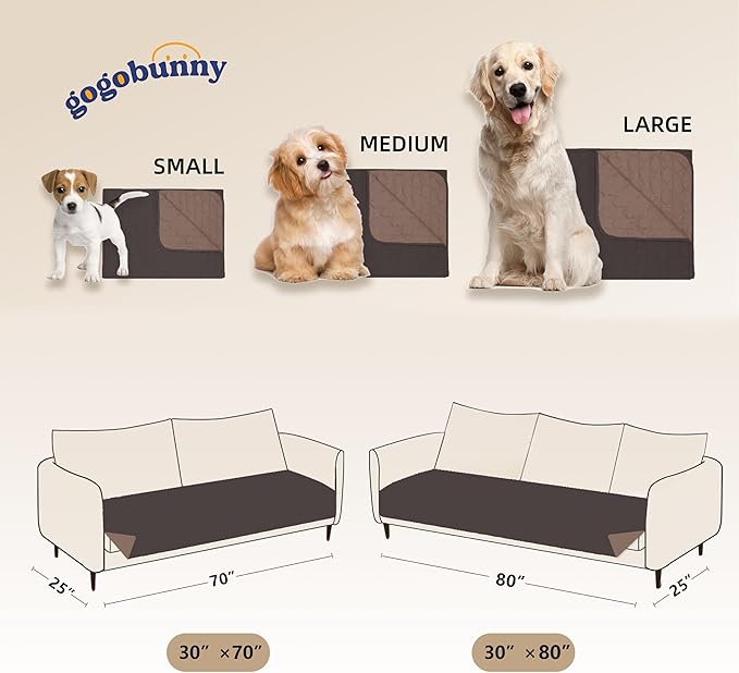 gogobunny 100% Double Sided Waterproof Dog Blanket Soft Pet Bed Cover Reversible Protect Furniture Couch Sofa Car for Puppy Cat Kids (Dark Coffee/Light Coffee, 30x80 Inch (Pack of 1))