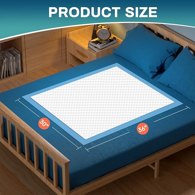 AAY Bed Pads Disposable 30" x 36" (100 Count), Extra Large Super Absorbency Disposable Underpads for Incontinence, XXL Premium Leakproof Protective Chucks Pee Pads for Adult, Kids, Puppy Training