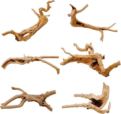 Hamiledyi 6PCS Aquarium Driftwood 6-8in Natural Spider Wood Branches Reptiles Aquarium Fish Tank Decoration Assorted