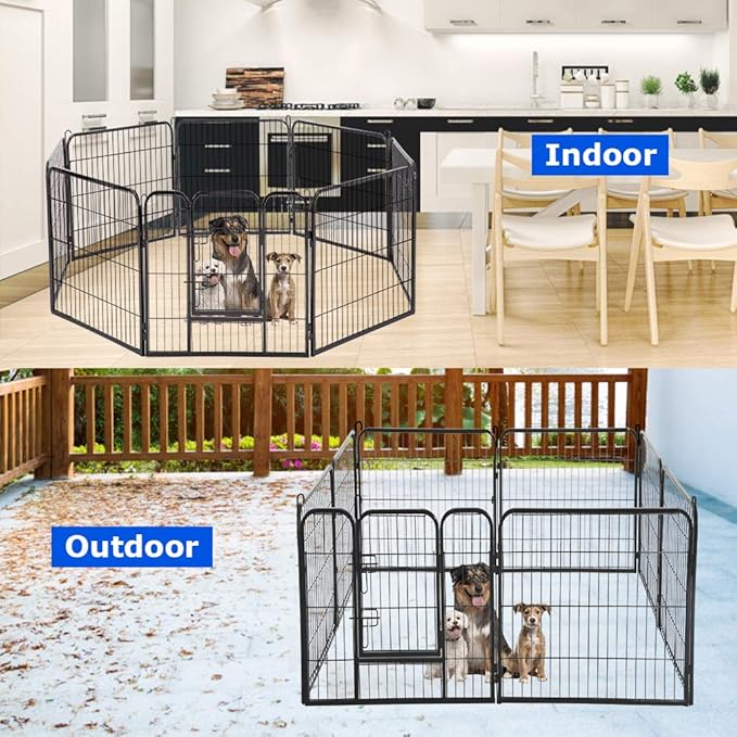 Pet Playpen 8 Panel 40 inch Indoor & Outdoor Folding Metal Exercise Pen & Pet Playpen Puppy Cat Exercise Fence Barrier Playpen Kennel