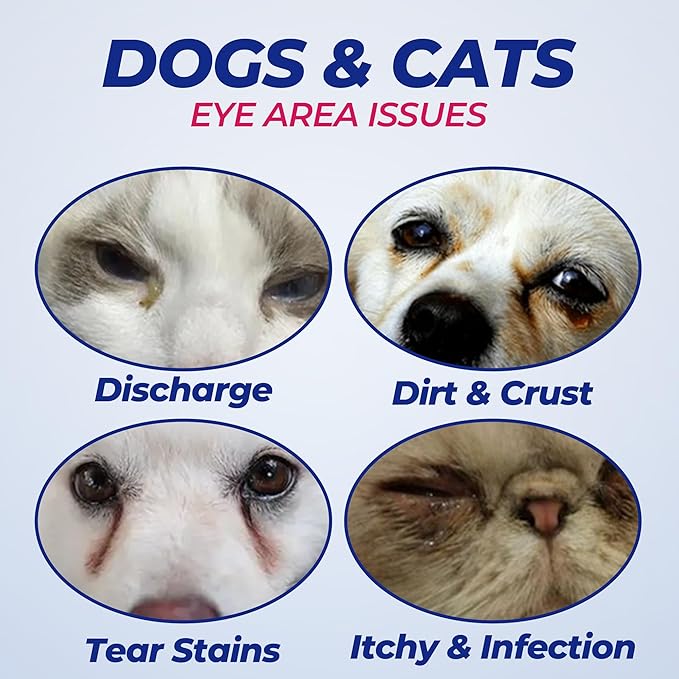 Wellix Dog & Cat Eye Wipes for Discharge and Crust - Pet Eye Wipes Tear Stain Remover for Dogs and Cats - Dog and Cat Grooming Wipes for Eyes and Wrinkle - 110 Counts