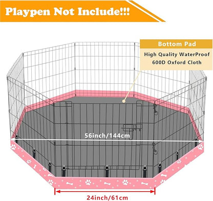 Dog Playpen Bottom Pad Fits for 24 Inch 8 Panels Regular Octagon Metal Exercise Pet Playpen, Dog Crate Pad Puppy Playpen Pad. (Note: Playpen Not Included!!!) -Pink