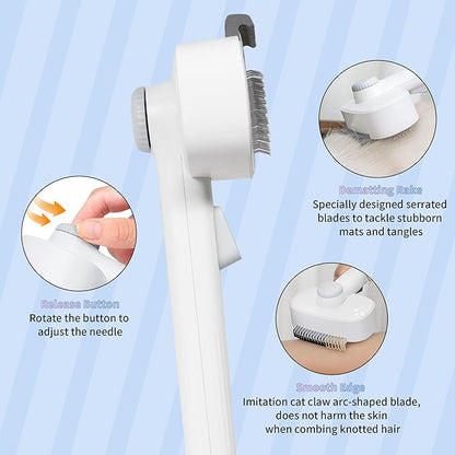 2-in-1 Dogs Self Cleaning Slicker Brush, Cat Undercoat Rake,Shedding Grooming Tool Planet Hair Removal Comb for Long Short Hair Breeds