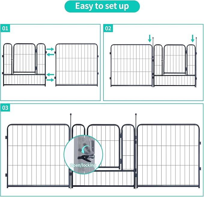 Dog Playpen,Portable Outdoor Dog Fence, Dog Playpen for Large/Medium/Small Dogs, Dog Fences for The Yard,with Doors Foldable Metal (40 Panels, 45 inch)