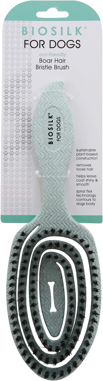 for Dogs Eco-Friendly Boar Hair Bristle Brush in Mint Green | Easy to Hold Ergonomic Handle Dog Brush for Shedding | Best Pet Brush for Dog Grooming