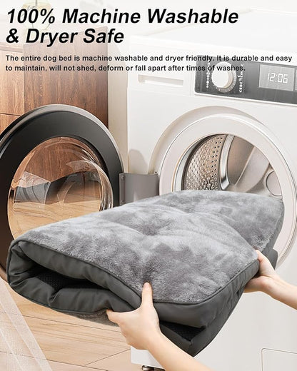 Dog Bed for Crate Washable Dog Beds for Small Dogs Plush Dog Kennel Pad Pet Sleeping Mat with Anti-Slip Bottom, 23x17 Inch, Grey