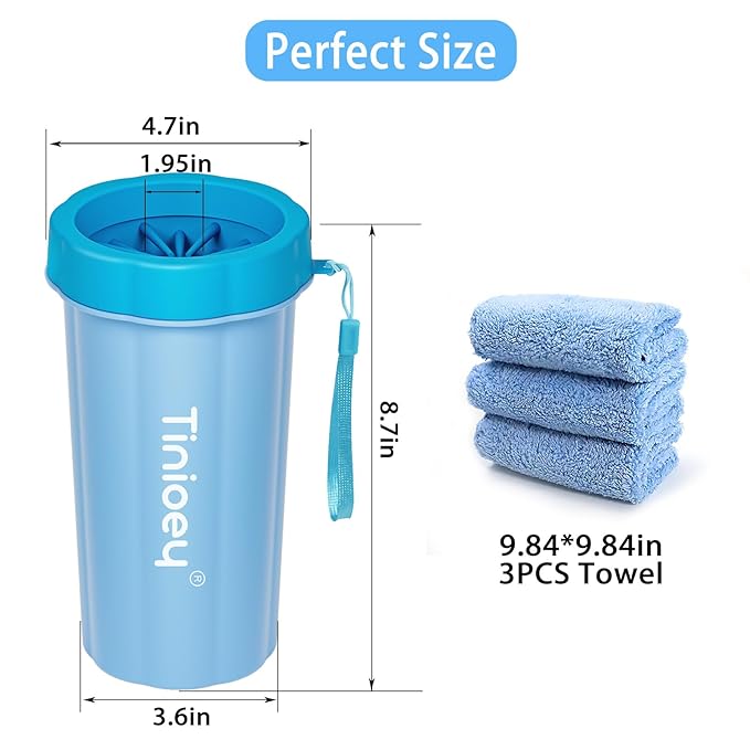 Dog Paw Cleaner for Large Dogs (with 3 Towels & Dog Bath Brush), Dog Paw Washer, Muddy Paw Cleaner, Pet Foot Cleaner