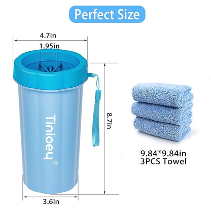 Dog Paw Cleaner for Large Dogs (with 3 Towels & Dog Bath Brush), Dog Paw Washer, Muddy Paw Cleaner, Pet Foot Cleaner