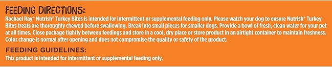 Rachael Ray Nutrish Turkey Bites Real Meat Grain Free Dog Treats, Turkey Recipe with Hickory Smoked Bacon Flavor, 5 Ounces (Pack of 5) Packaging May Vary