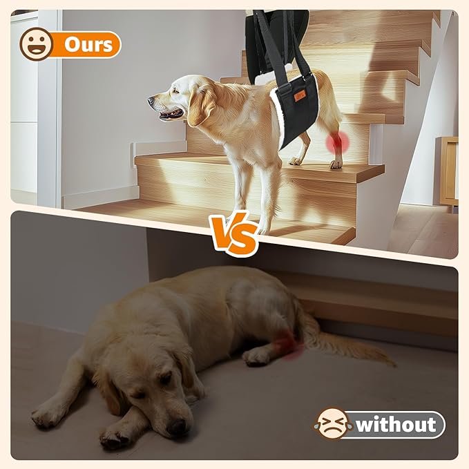 Adjustable Dog Lift Harness, Dog Sling for Large Dogs Lift Support and Rehab Harness for Weak Rear Legs, Soft Hind Leg Support Helps Senior, Injured,Disabled and After ACL Surgery Dogs(Black,X-Large)