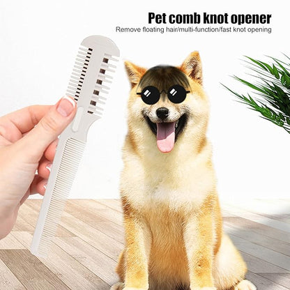 Dog Hair Cutter, Pet Hair Trimmer, 2 in 1 Trimming Grooming Hair Cutter Comb Manual Dog Hair Trimmer Comb Pet Grooming Comb with Replacement Blade for Dog Cat Pet