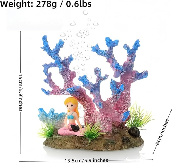 Fish Tanks Decorations, Mermaid Statue ，Mermaid Garden, Fish Tank Decorations, Handicraft Decorations, Mermaid Decorations (1, Lila Cartoon Meerjungfrau)