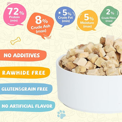 Freeze Dried Salmon Cat Treats, Dog Single Ingredient Raw Food Topper, Healthy Training Treats for Dogs, Cats, 3.8 oz