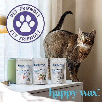 Happy Wax Sugared Fruit Scented Wax Melts for Cat Owners – Odor Eliminating, Calming, Pet-Safe, Non-Toxic, Perfect for Use with Wax Warmers - 4 oz Pouch