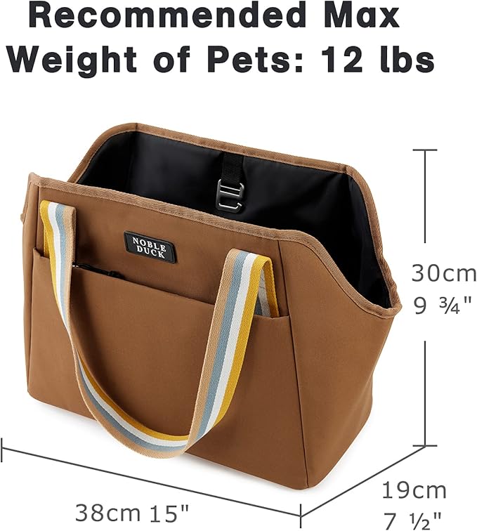 Small Dog Carrier Purse with Pockets, Portable Small Dog/Cat Soft-Sided Carrier with Adjustable Safety Tether, Versatile Pet Carrier Tote for Subway/Shopping/Hiking/Traveling (Khaki)