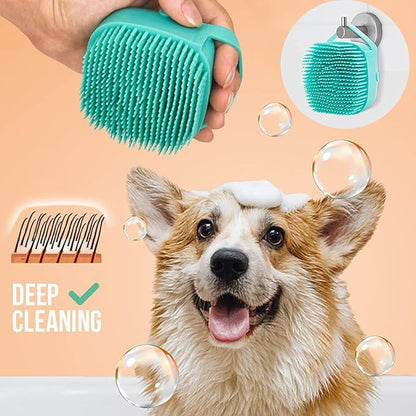 Dropshipping Soft Safe Silicone Pet Bathroom Massage Cleaning Grooming Tools Dog Cat Bath Brush with Shampoo Box (Blue), Small