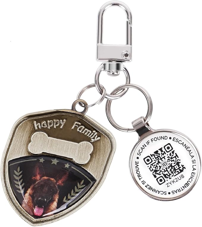 Dog Tags Personalized QR Code Dog Tags, Retro Brass Personalized Pet ID Tags Modifiable Pet Online Profile, (German Shepherd-1)
