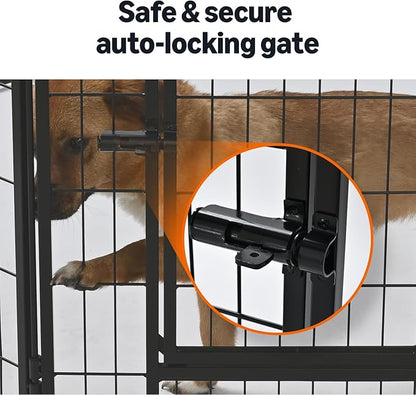 Amazon Basics Dog Playpen, 8 Panels Metal Fence with Door, Foldable for Indoor and Outdoor Use, Suitable for Small to Medium Sized Dogs, 48 Inch Height, Black